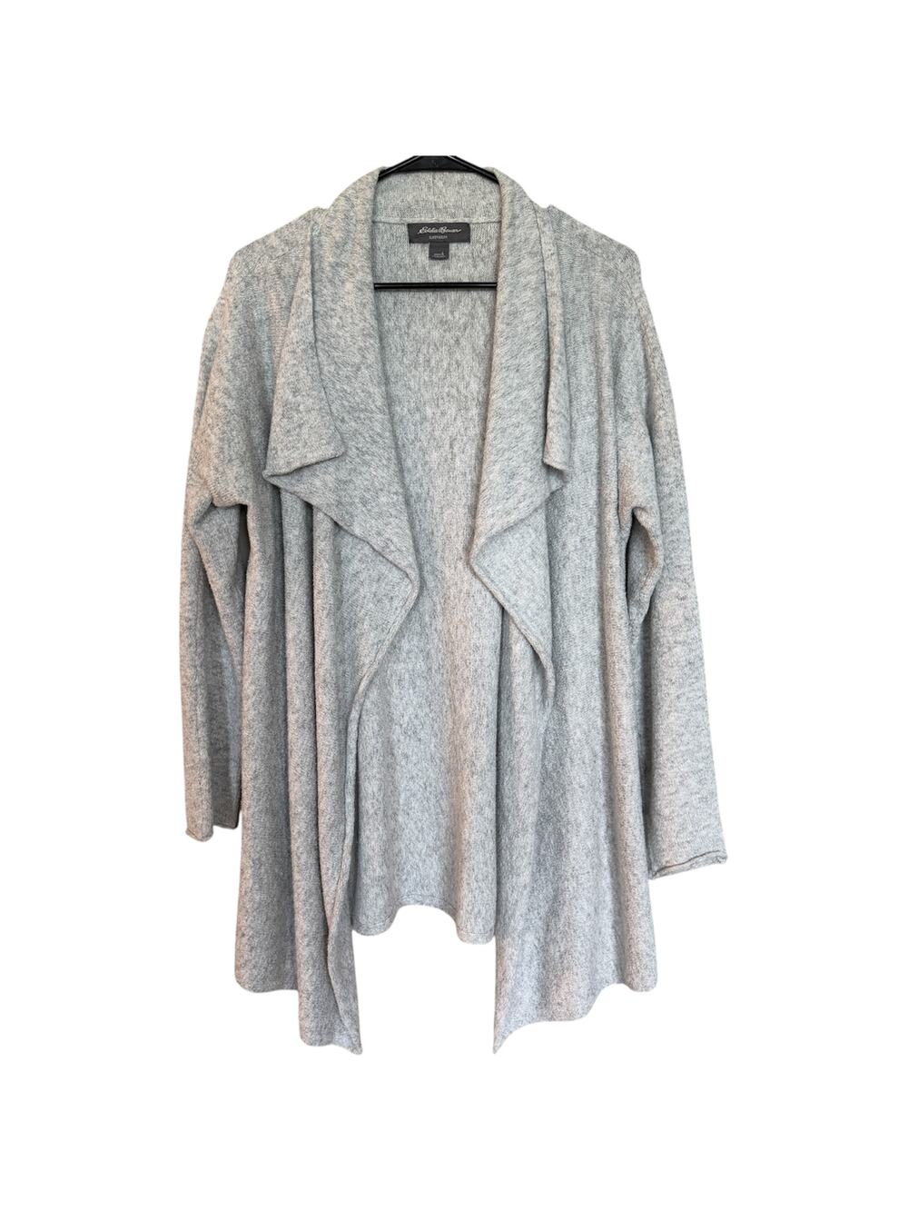 Eddie Bauer Sleepwear Gray Waterfall Front Open Cardigan Kimono Robe Size Large